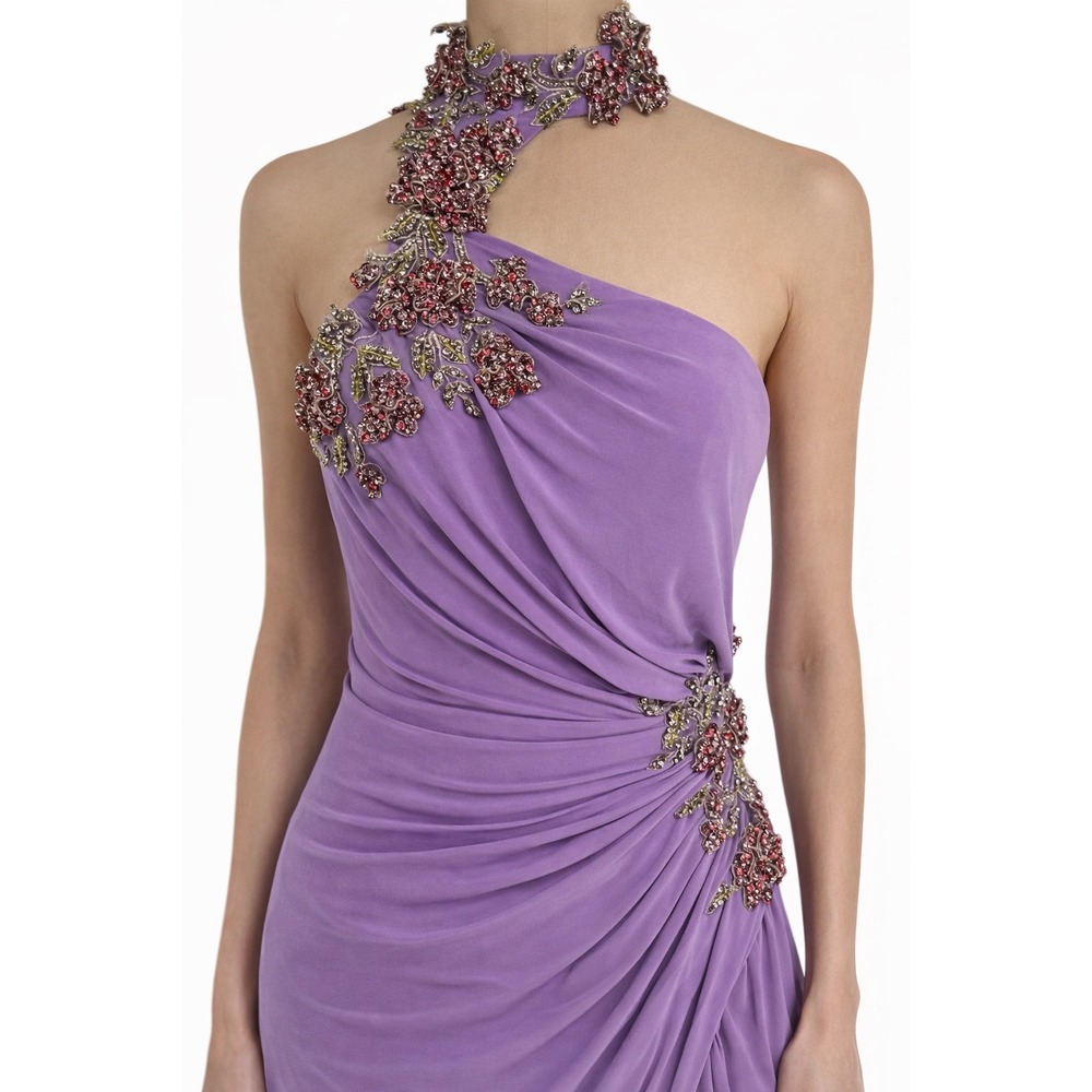 NWT Ieena‎ for Mac Duggal 2227 Lilac Lavender One-Shoulder Beaded Gown Sz 2 - Picture 2 of 12